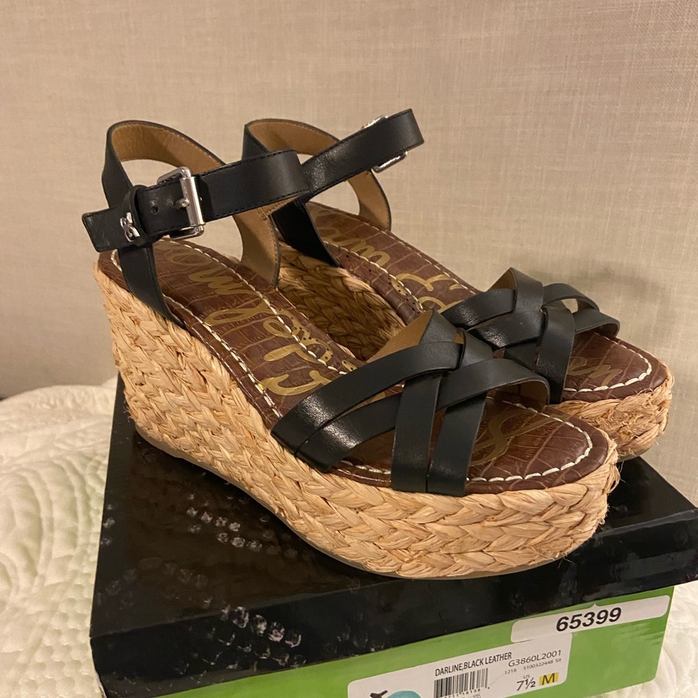 Sam Edelman Wedge Sandal in black, worn 1 time!!